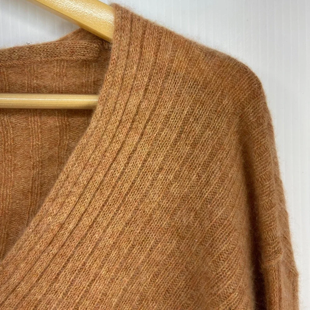 Free People Elias Cashmere Long Sleeve V‎ Neck Sweater Cinnamon Womens Small